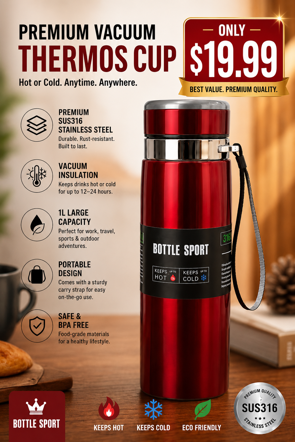 Premium Vacuum Thermos Cup
