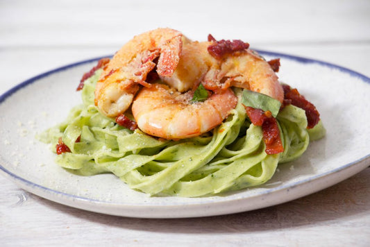 SPINACH TAGLIOLINI  WITH SHRIMP