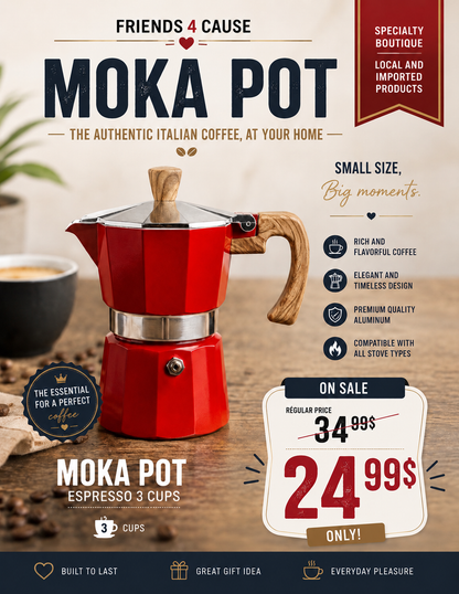 Classic Italian Moka Pot – 3 Cup Espresso Maker