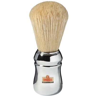 OMEGA 48 PROFESSIONAL BOAR BRISTLE SHAVING BRUSH (FAUX CHROME HANDLE)
